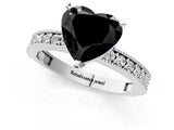 White gold Fancy Black Heart Cut Diamond Milgrain Pavé Engagement Ring with Four-Prong Setting_1