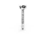 White gold Fancy Black Heart Cut Diamond Milgrain Pavé Engagement Ring with Four-Prong Setting_2
