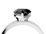 White gold Fancy Black Heart Cut Diamond Milgrain Pavé Engagement Ring with Four-Prong Setting_4