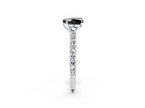 White gold Fancy Black Heart Cut Diamond Pavé Band Solitaire Ring with Prong Setting_26