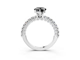White gold Fancy Black Heart Cut Diamond Pavé Band Solitaire Ring with Prong Setting_27