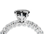 White gold Fancy Black Heart Cut Diamond Pavé Band Solitaire Ring with Prong Setting_28