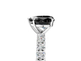 White gold Fancy Black Heart Cut Diamond Pavé Band Solitaire Ring with Prong Setting_29