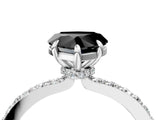 White gold Fancy Black Heart Cut Diamond Pavé Engagement Ring with Round  Accents and Prong Setting_28