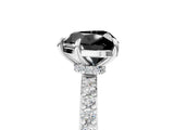 White gold Fancy Black Heart Cut Diamond Pavé Engagement Ring with Round  Accents and Prong Setting_29
