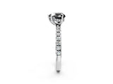 White gold Fancy Black Heart Cut Diamond Pave Band Solitaire Ring with Round  and Prong Setting_74