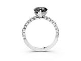 White gold Fancy Black Heart Cut Diamond Prong Set Engagement Ring with Pave Band_3