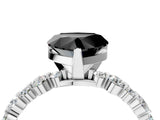 White gold Fancy Black Heart Cut Diamond Prong Set Engagement Ring with Pave Band_4