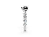 White gold Fancy Black Heart Cut Diamond Prong Setting with Side Stones on a Pave Band_2