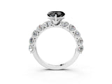 White gold Fancy Black Heart Cut Diamond Prong Setting with Side Stones on a Pave Band_3