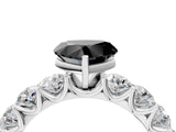 White gold Fancy Black Heart Cut Diamond Prong Setting with Side Stones on a Pave Band_4
