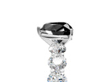White gold Fancy Black Heart Cut Diamond Prong Setting with Side Stones on a Pave Band_5