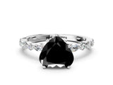White gold Fancy Black Heart Cut Diamond Ring with Marquise and Round  Side Stones and Four-Prong Setting_48