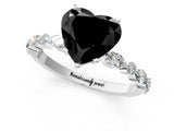 White gold Fancy Black Heart Cut Diamond Ring with Marquise and Round  Side Stones and Four-Prong Setting_49