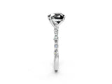 White gold Fancy Black Heart Cut Diamond Ring with Marquise and Round  Side Stones and Four-Prong Setting_50