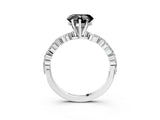 White gold Fancy Black Heart Cut Diamond Ring with Marquise and Round  Side Stones and Four-Prong Setting_51