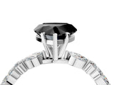White gold Fancy Black Heart Cut Diamond Ring with Marquise and Round  Side Stones and Four-Prong Setting_52