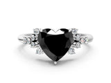 White gold Fancy Black Heart Cut Diamond Ring with Side Stones and Four-Prong Setting_60