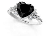 White gold Fancy Black Heart Cut Diamond Ring with Side Stones and Four-Prong Setting_61