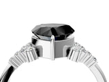 White gold Fancy Black Heart Cut Diamond Ring with Side Stones and Four-Prong Setting_64