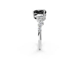 White gold Fancy Black Heart Cut Diamond Scattered Round Accent Ring with Prong Setting_14