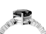 White gold Fancy Black Heart Cut Diamond Scattered Round Accent Ring with Prong Setting_16