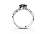 White gold Fancy Black Heart Cut Diamond Scattered Round Accent Ring with Prong Setting_27