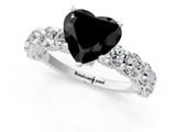 White gold Fancy Black Heart Cut Diamond Side Stone Engagement Ring with Four-Prong Setting_25