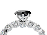 White gold Fancy Black Heart Cut Diamond Side Stone Engagement Ring with Four-Prong Setting_28