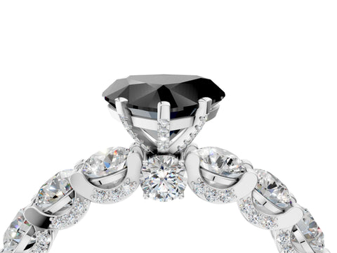 White gold Fancy Black Heart Cut Diamond Side Stone Engagement Ring with Four-Prong Setting_28