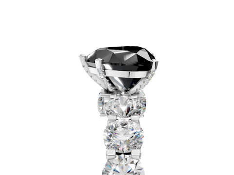 White gold Fancy Black Heart Cut Diamond Side Stone Engagement Ring with Four-Prong Setting_29