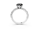 White gold Fancy Black Heart Cut Diamond Side Stone Solitaire Ring with Round  and Four-Prong Setting_15