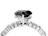 White gold Fancy Black Heart Cut Diamond Side Stone Solitaire Ring with Round  and Four-Prong Setting_16