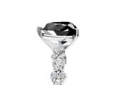 White gold Fancy Black Heart Cut Diamond Side Stone Solitaire Ring with Round  and Four-Prong Setting_17