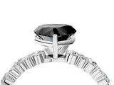 White gold Fancy Black Heart Cut Diamond Side Stone Solitaire Ring with Round  and Four-Prong Setting_52