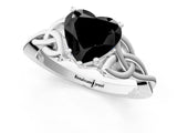 White gold Fancy Black Heart Cut Diamond Solitaire Engagement Ring with Celtic Knot Band and Four-Prong Setting_1