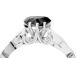 White gold Fancy Black Heart Cut Diamond Solitaire Engagement Ring with Celtic Knot Band and Four-Prong Setting_4