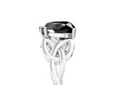 White gold Fancy Black Heart Cut Diamond Solitaire Engagement Ring with Celtic Knot Band and Four-Prong Setting_5