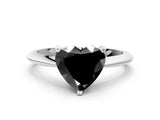 White gold Fancy Black Heart Cut Diamond Solitaire Engagement Ring with Classic Band and Four-Prong Setting_24