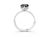 White gold Fancy Black Heart Cut Diamond Solitaire Engagement Ring with Pavé Band and Prong Setting_3
