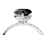 White gold Fancy Black Heart Cut Diamond Solitaire Engagement Ring with Pavé Band and Prong Setting_4