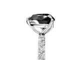 White gold Fancy Black Heart Cut Diamond Solitaire Engagement Ring with Pavé Band and Prong Setting_5
