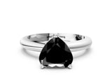 White gold Fancy Black Heart Cut Diamond Solitaire Engagement Ring with Round Band and Four-Prong Setting_108