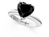 White gold Fancy Black Heart Cut Diamond Solitaire Engagement Ring with Round Band and Four-Prong Setting_109