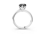 White gold Fancy Black Heart Cut Diamond Solitaire Engagement Ring with Round Band and Four-Prong Setting_111
