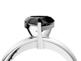 White gold Fancy Black Heart Cut Diamond Solitaire Engagement Ring with Round Band and Four-Prong Setting_112