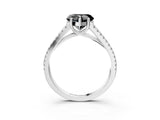 White gold Fancy Black Heart Cut Diamond Solitaire Engagement Ring with Split Shank Pavé Band_15