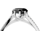 White gold Fancy Black Heart Cut Diamond Solitaire Engagement Ring with Split Shank Pavé Band_16