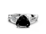 White gold Fancy Black Heart Cut Diamond Solitaire Engagement Ring with Twisted Pavé Band and Four-Prong Setting_60
