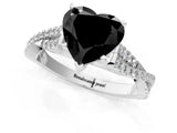 White gold Fancy Black Heart Cut Diamond Solitaire Engagement Ring with Twisted Pavé Band and Four-Prong Setting_61